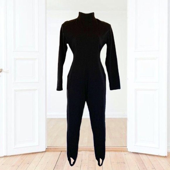 Tower Hill Pants - Tower Hill Black Vintage Catsuit with Heel Straps Women's Size 14
